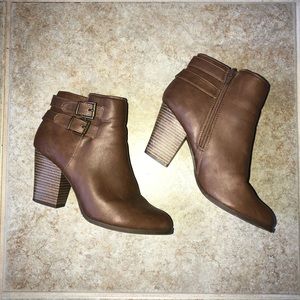 Brown heeled booties